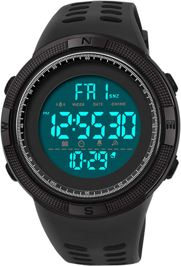 Findtime Mens Digital Sports Watch Military Stopwatch Alarm Countdown Dual Time 5ATM Waterproof LED Backlight for Running